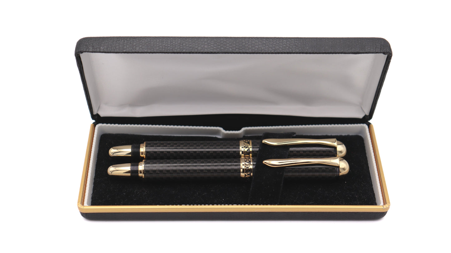 Canyon Fountain Pen & Rollerball Set - Carbon Fibre