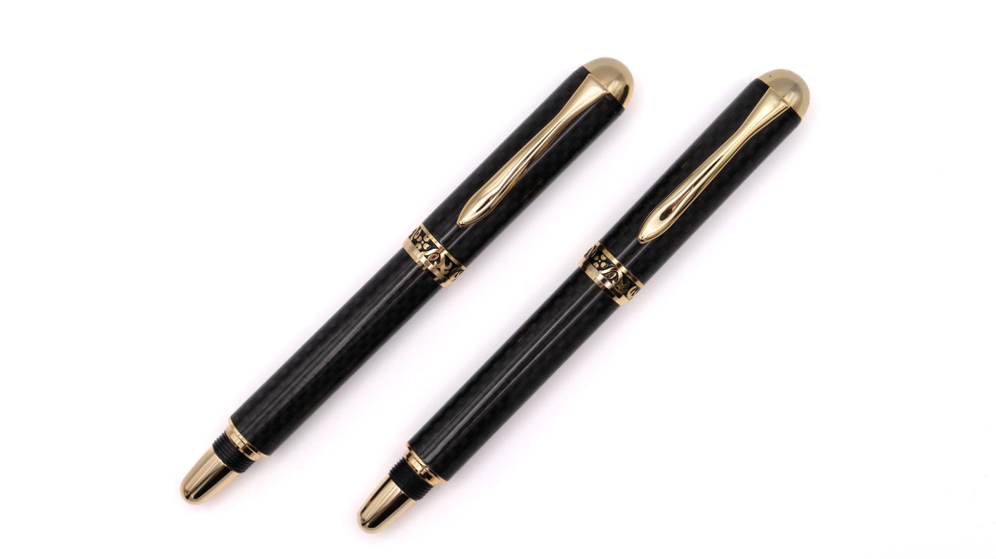Canyon Fountain Pen & Rollerball Set - Carbon Fibre