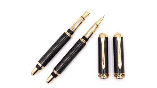 Canyon Fountain Pen & Rollerball Set - Carbon Fibre