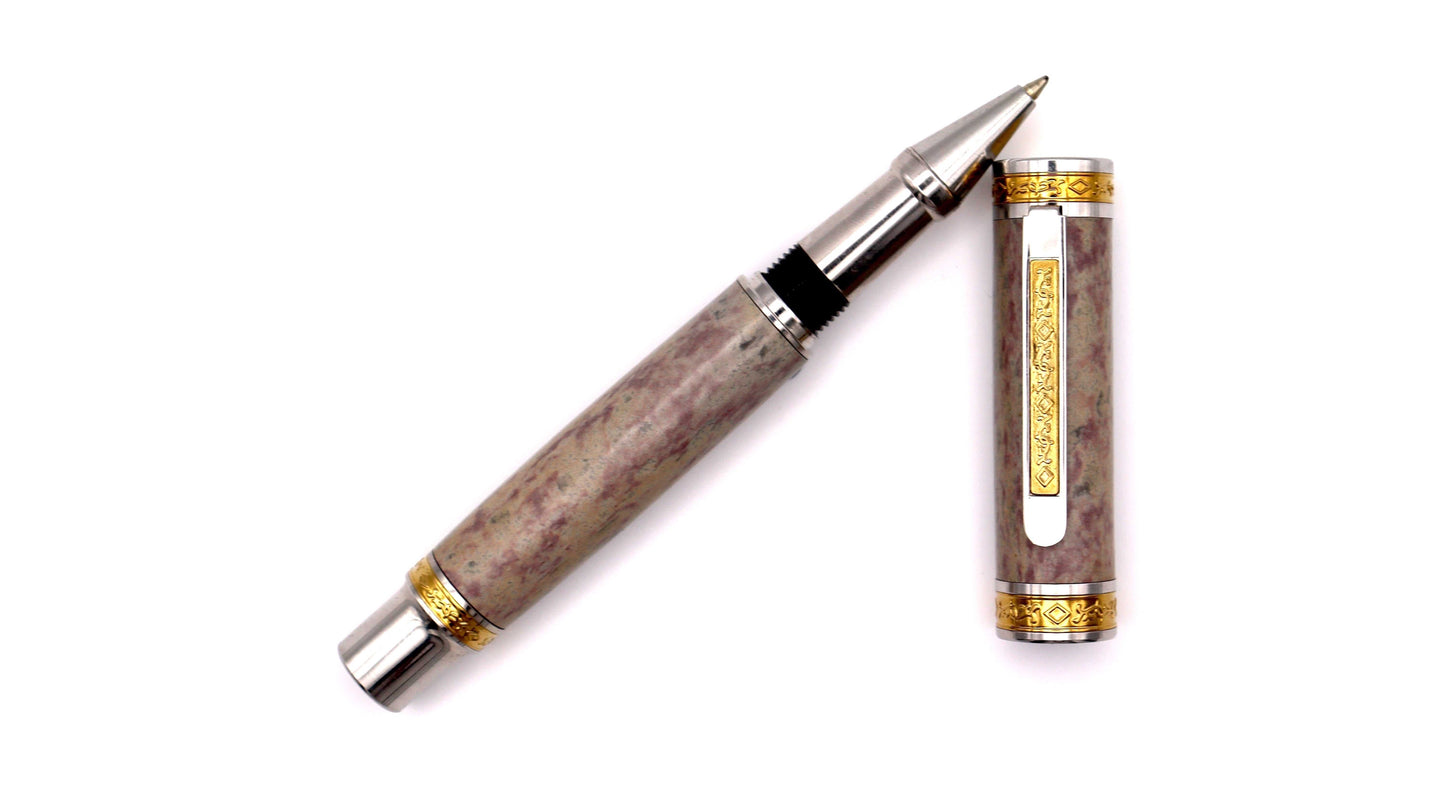Crest rollerball pen in olive soap stone