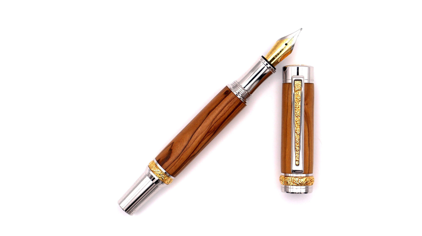 Crest Fountain Pen in Bethlehem olivewood by Cambridge Crafter