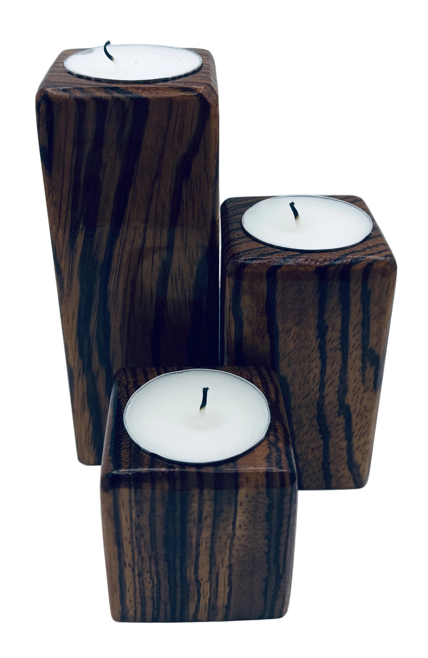 Candle Holders - Zebrano - Set of Three
