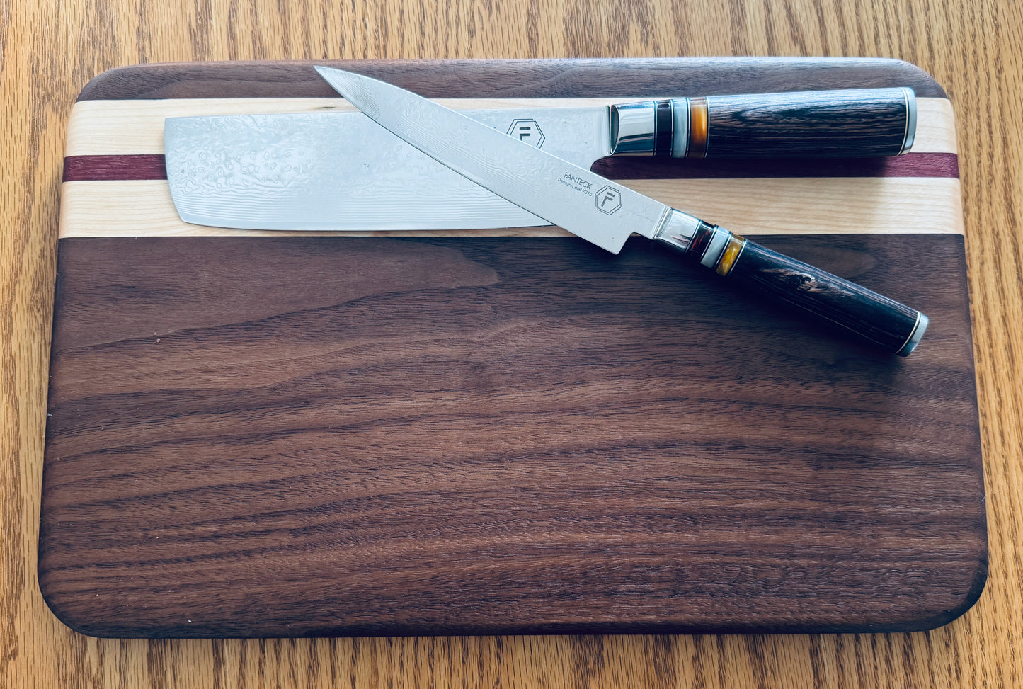 Serving/Cutting Board - Walnut, Maple & Purple Heart