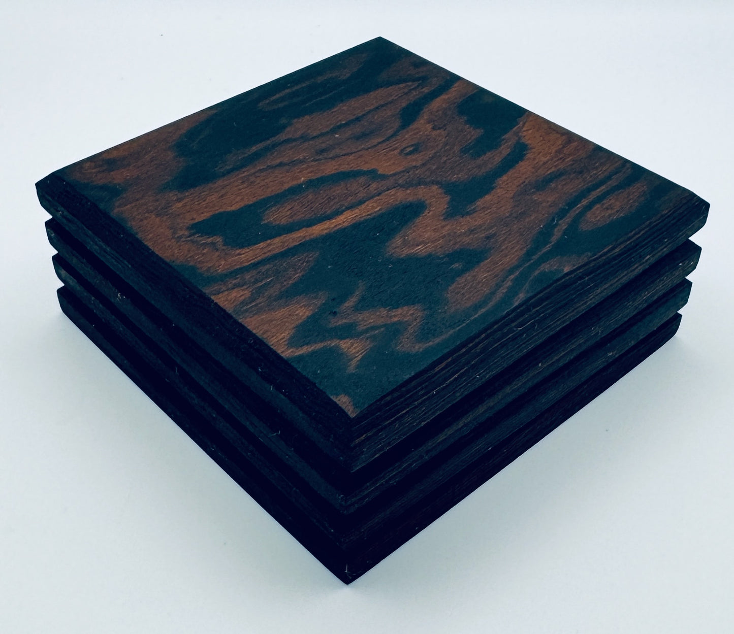 Executive Coasters - Ebono Walnut Root Wood