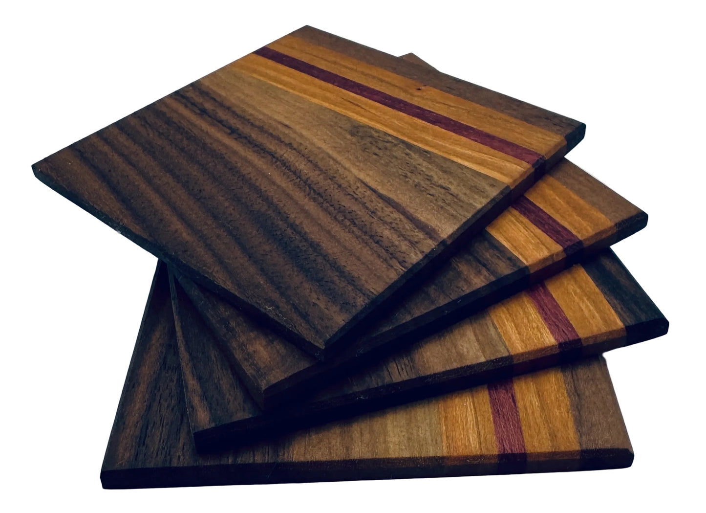 Coasters - Walnut, Cherry & Purple Heart