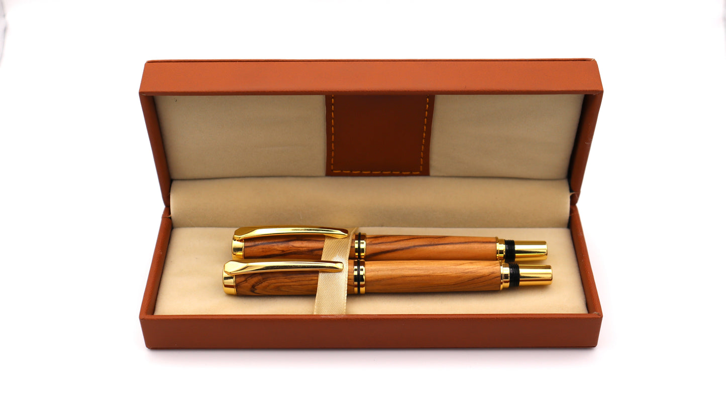 Leather Hard Case for Single Large Pen or Small Set - Tan