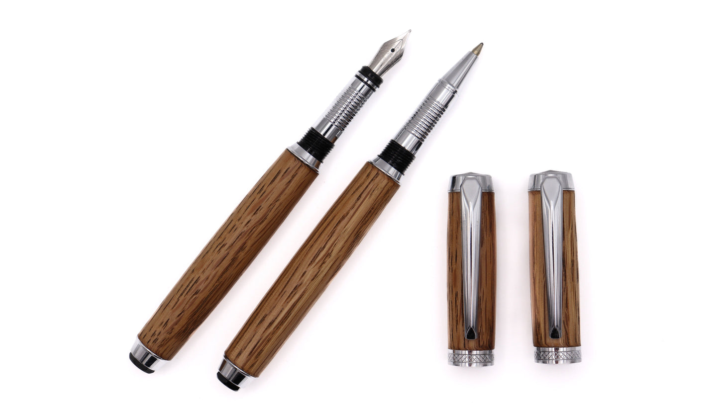 Stellar Fountain Pen & Rollerball Set - Jack Daniels Oak Barrel