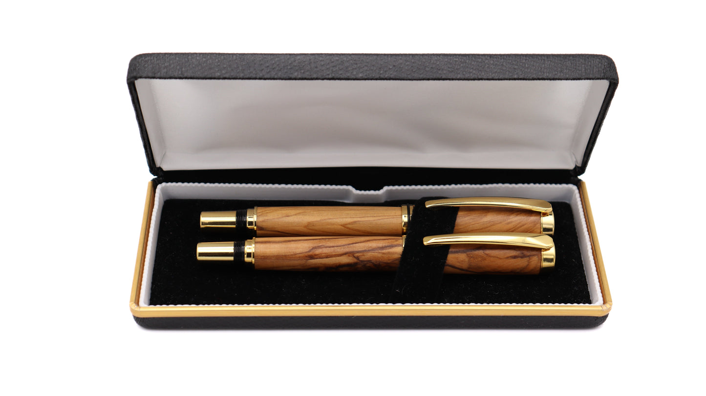 Viscount Fountain Pen & Rollerball Set - Olivewood