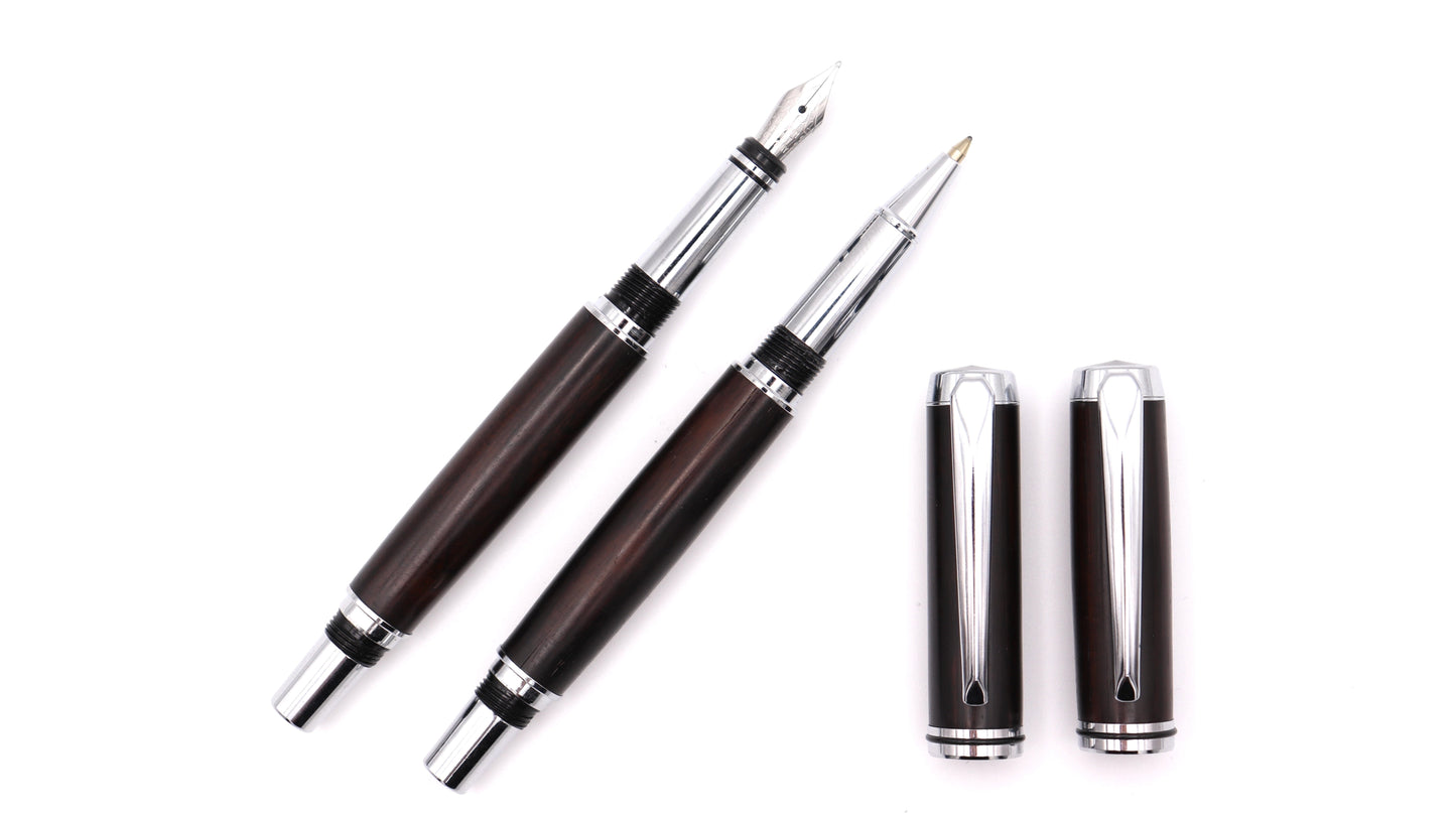 Viscount Fountain Pen & Rollerball Set - African Blackwood