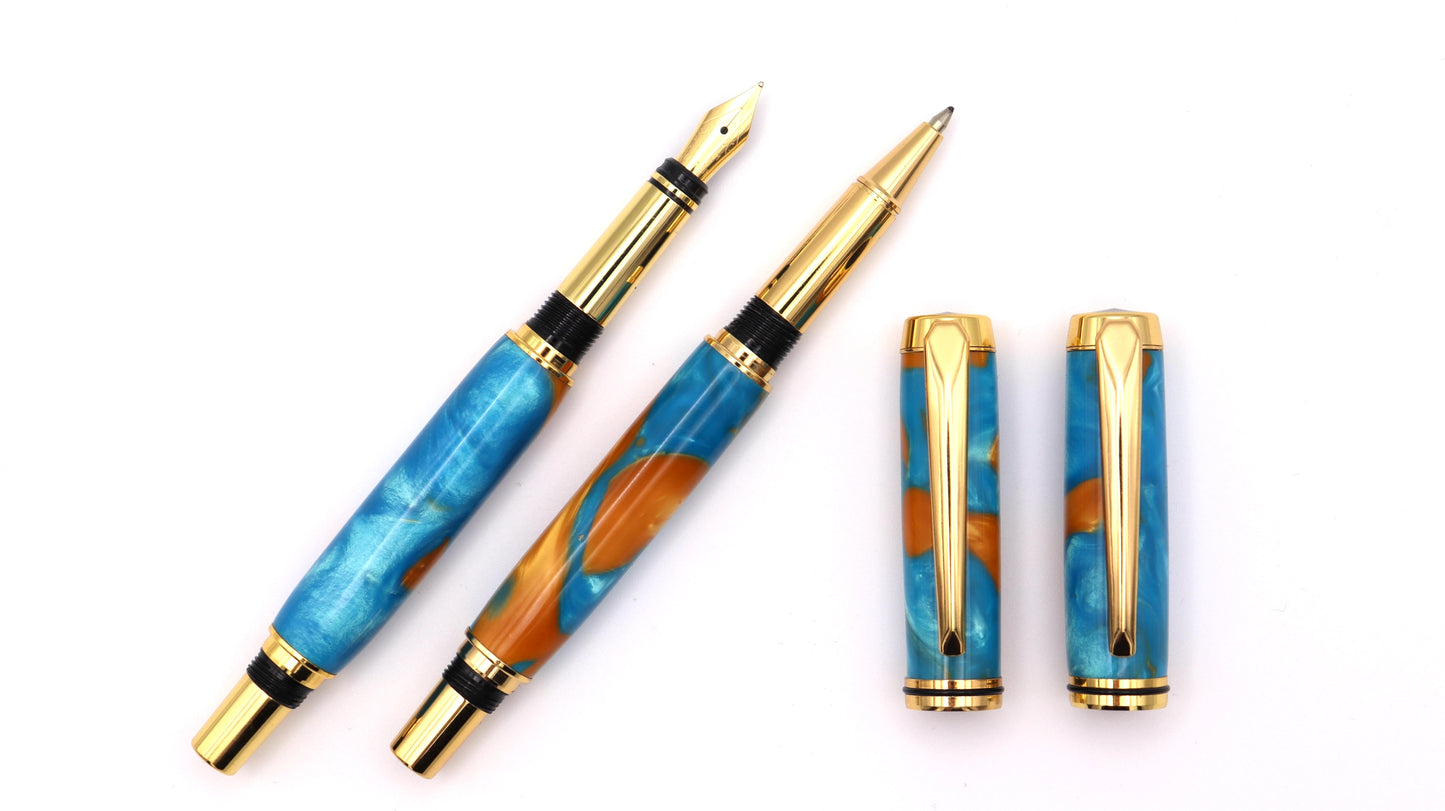 Viscount Fountain Pen & Rollerball Set - Barrier Reef Acrylic