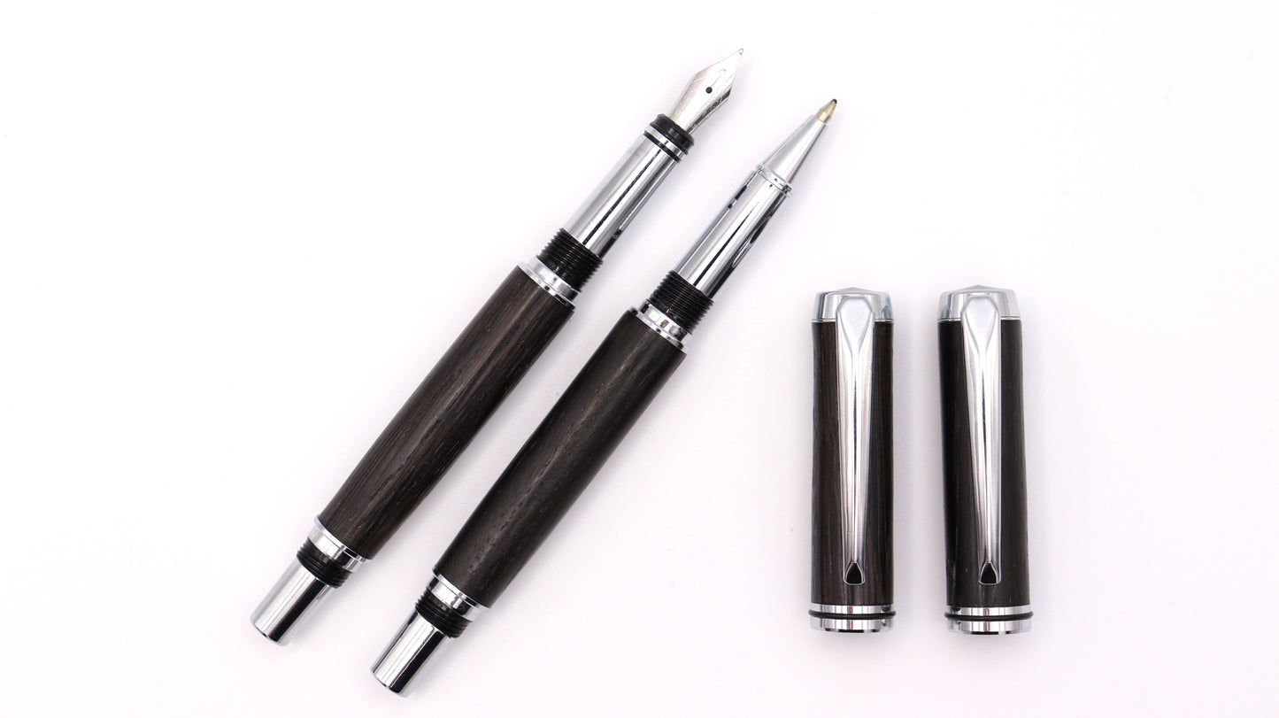 Viscount Fountain Pen & Rollerball Set - Bog Oak