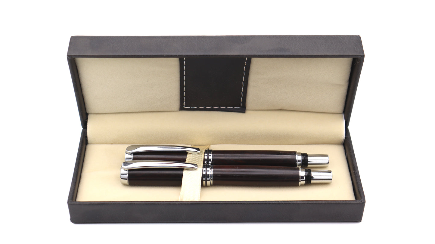 Leather Hard Case for Single Large Pen or Small Set - Black