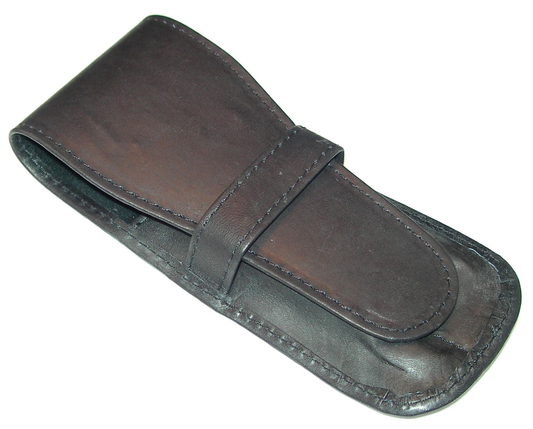 Leather Pouch for Double Pen in Black