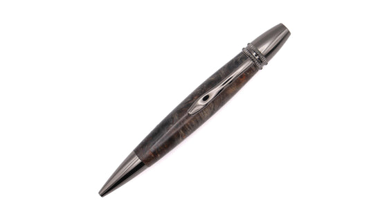 Compass ballpoint pen in black grey maple burl