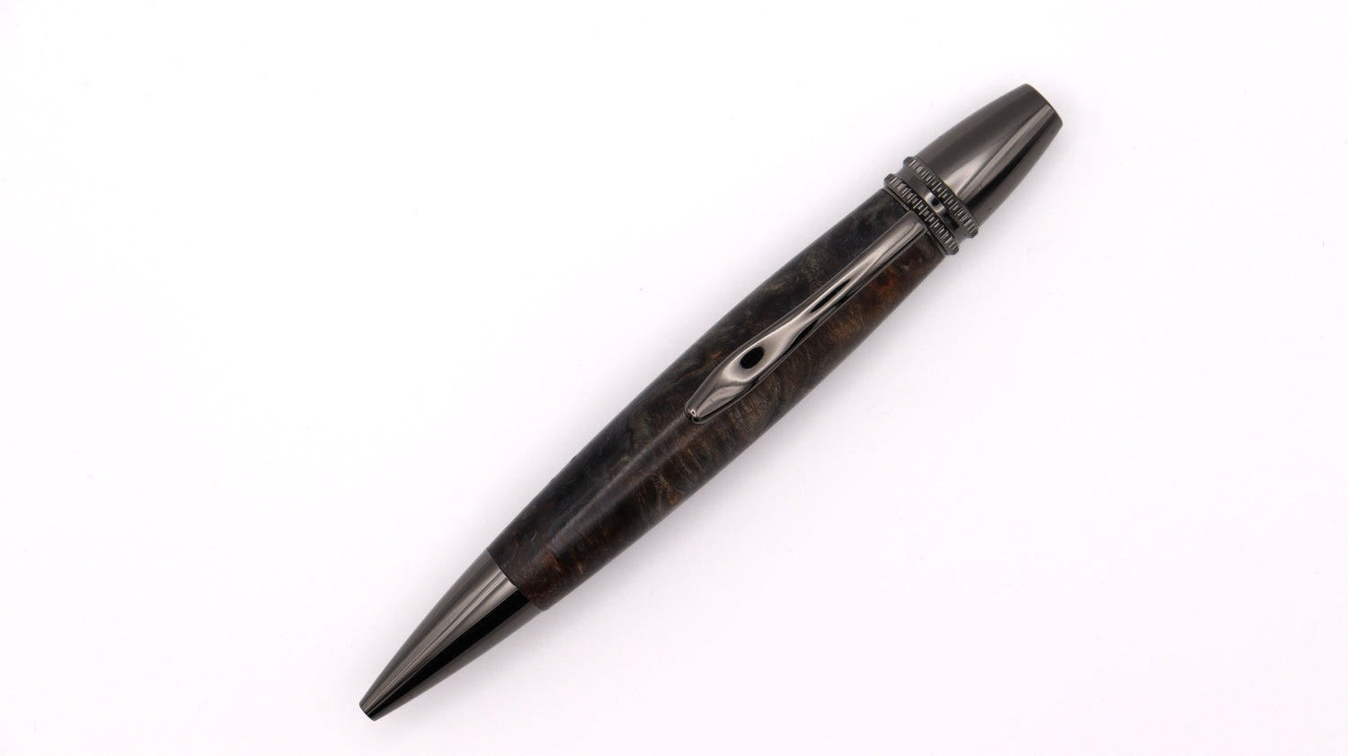 Compass ballpoint pen in black grey maple burl