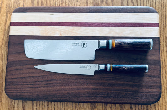 Serving/Cutting Board - Walnut, Maple & Purple Heart