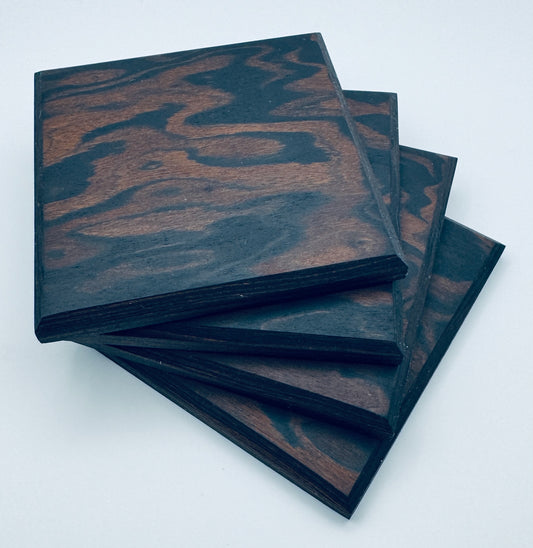 Executive Coasters - Ebono Walnut Root Wood