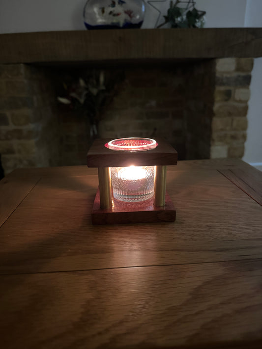 Candle Holder - Sapele & Brass