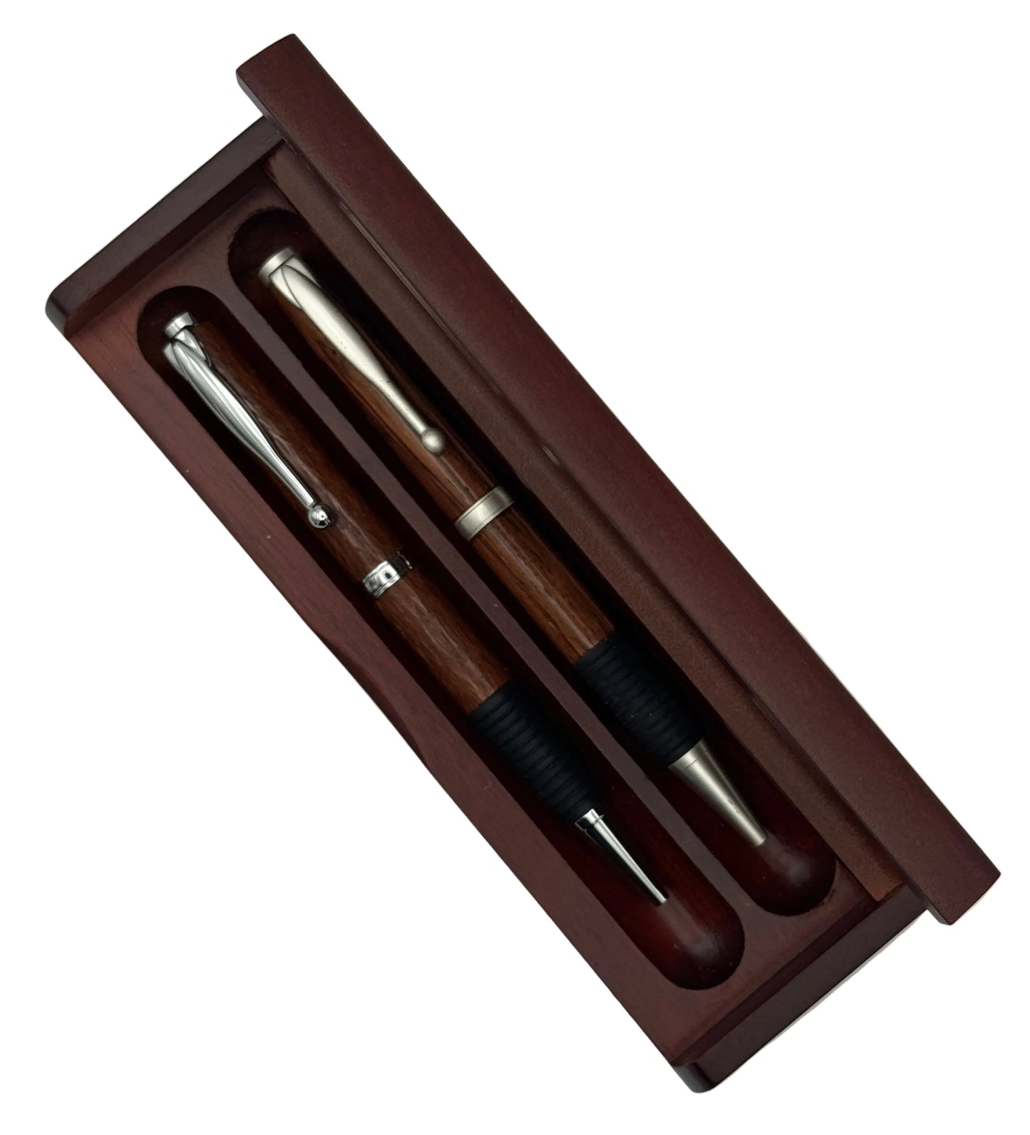 Rosewood Double Pen Case with Latch Closure