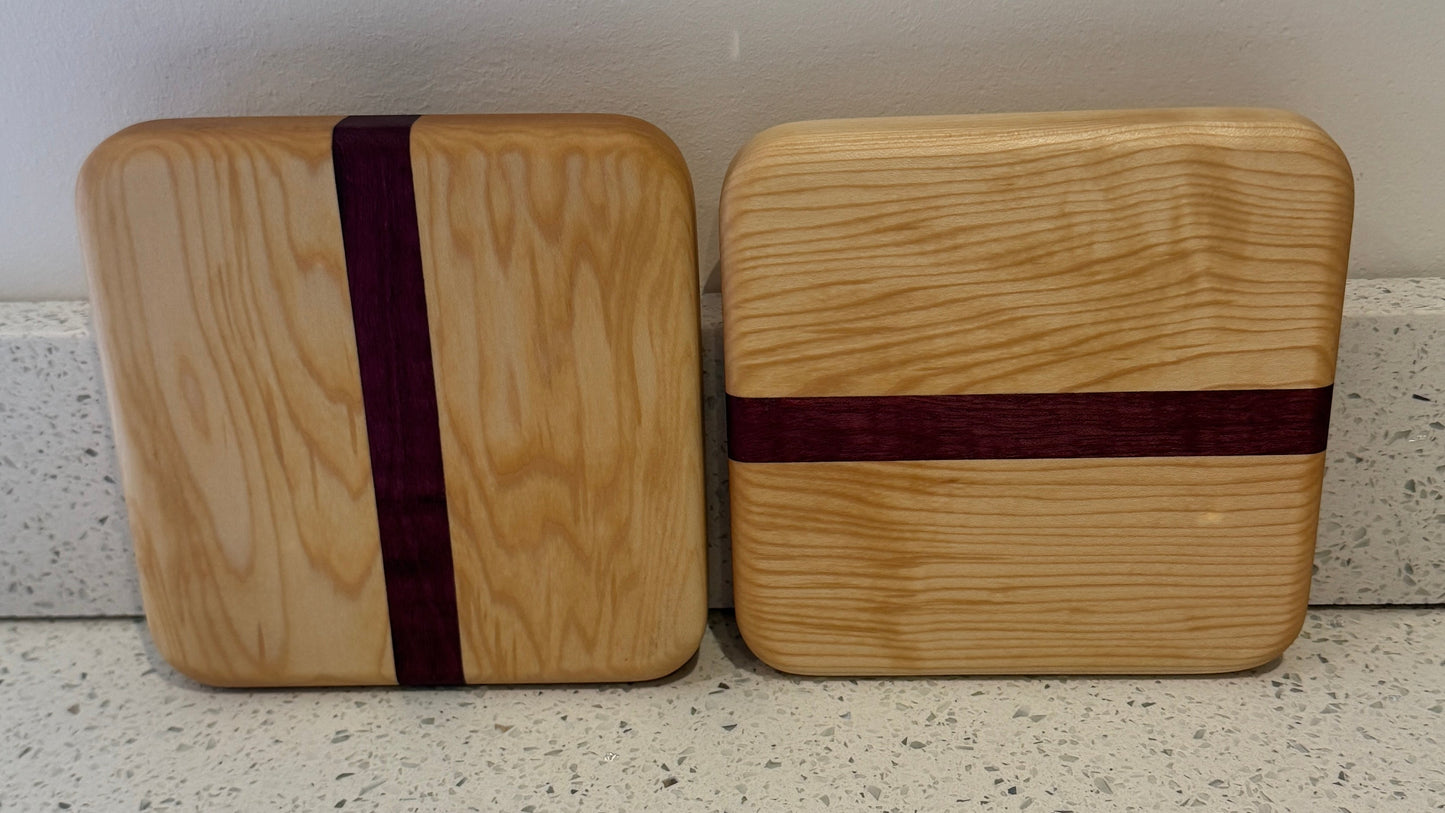 Handcrafted Trivet in Maple and Purple Heart