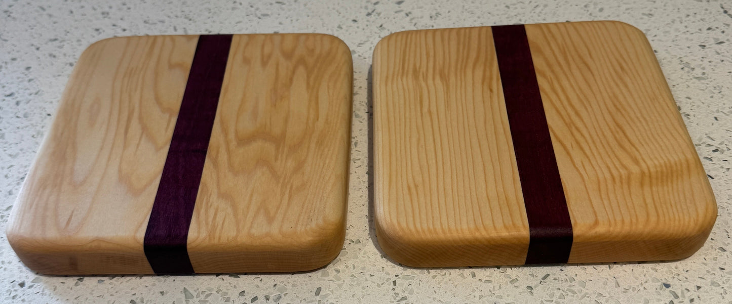 Handcrafted Trivet in Maple and Purple Heart