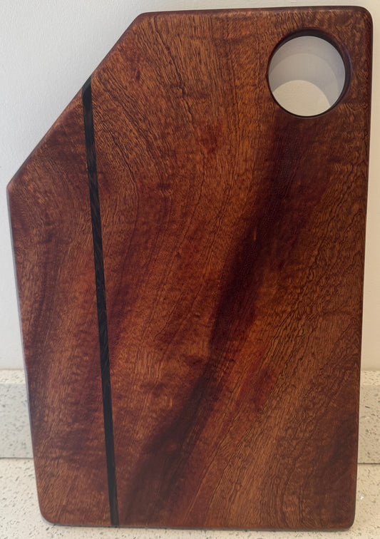 Asymmetrical Figured Sapele & Wenge Serving Board – Modern Geometric Charcuterie Tray