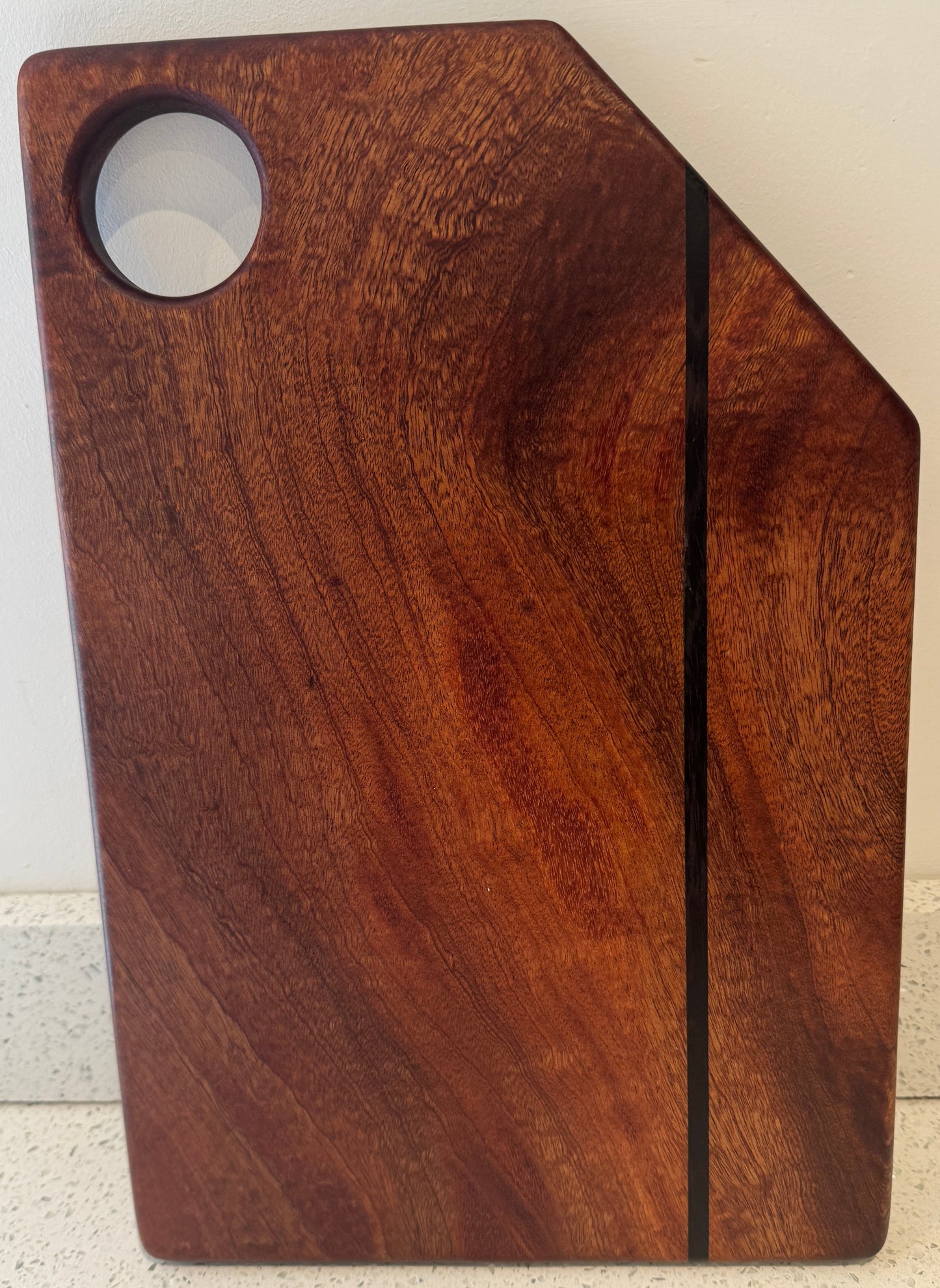 Asymmetrical Figured Sapele & Wenge Serving Board – Modern Geometric Charcuterie Tray