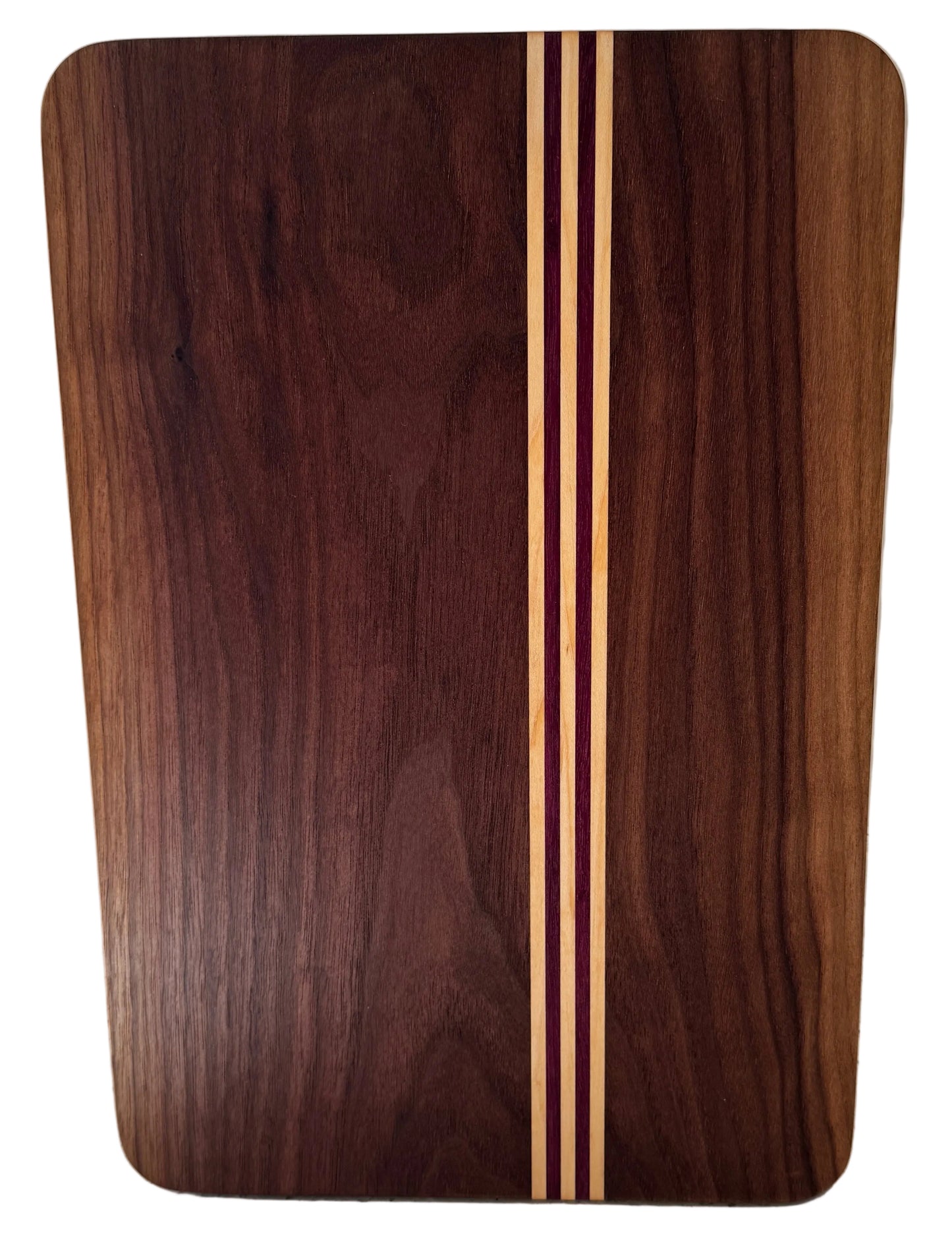 Handcrafted Walnut Chopping/Serving Board with Maple & Purpleheart Accents