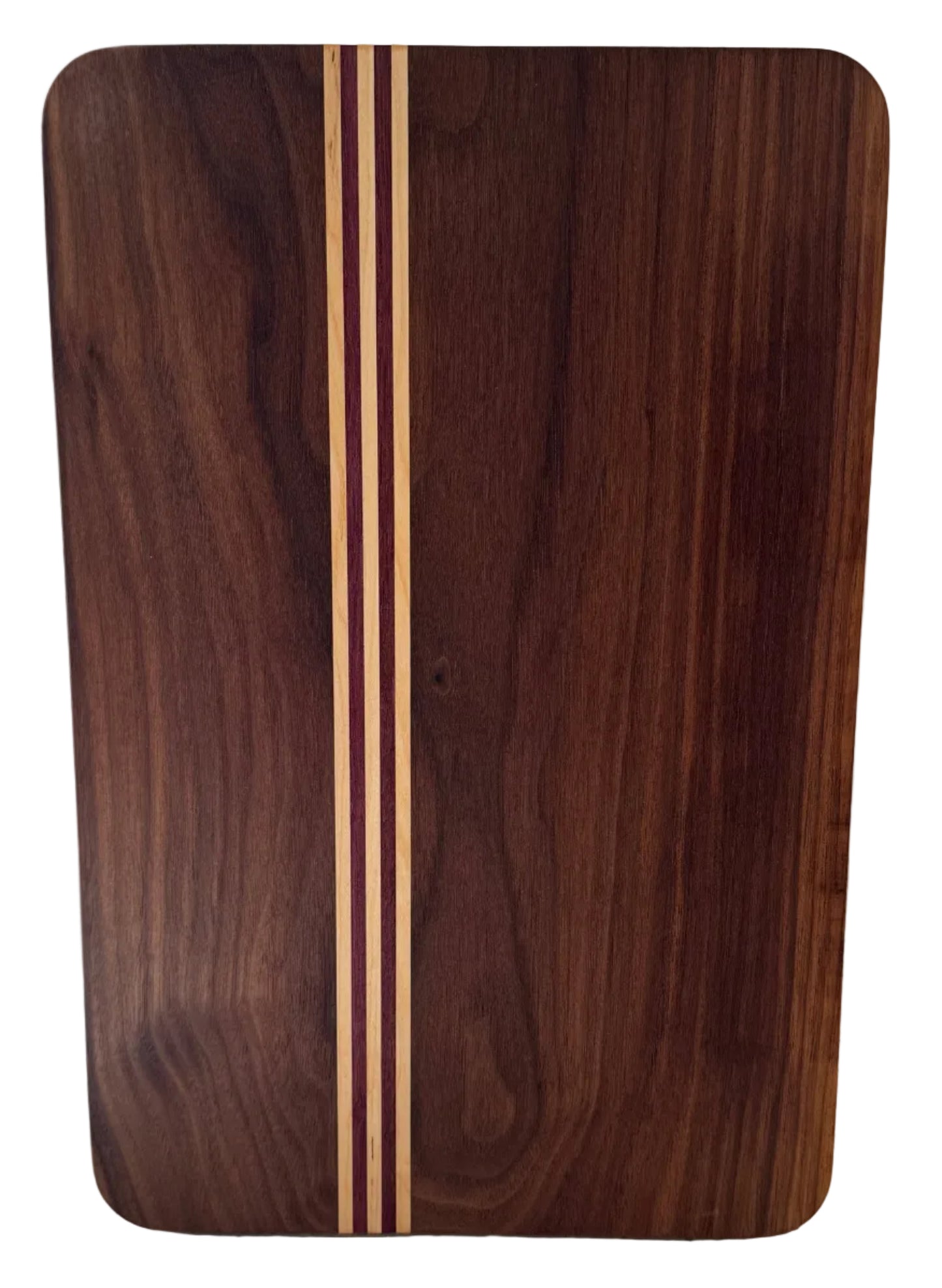 Handcrafted Walnut Chopping/Serving Board with Maple & Purpleheart Accents