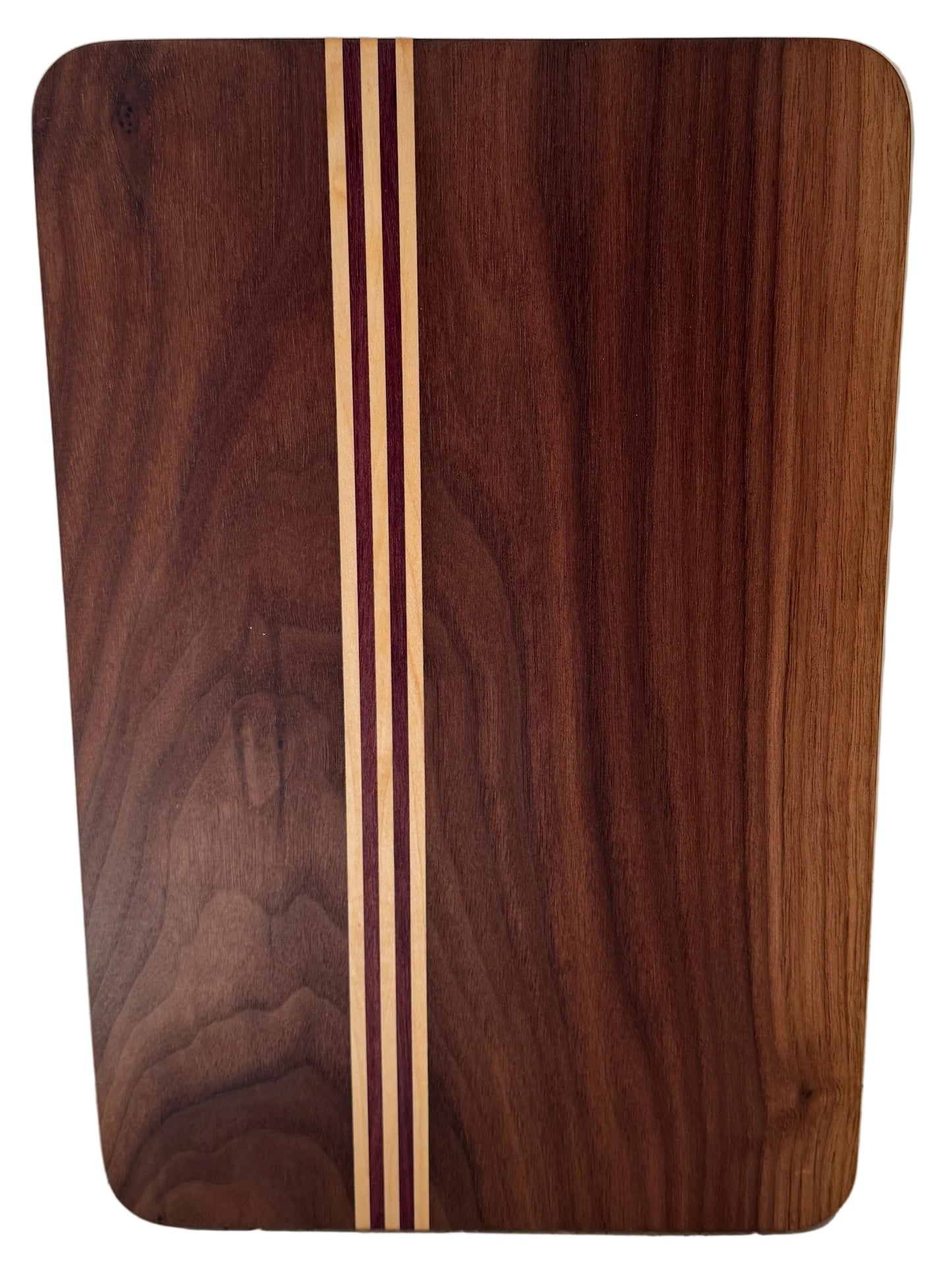 Handcrafted Walnut Chopping/Serving Board with Maple & Purpleheart Accents