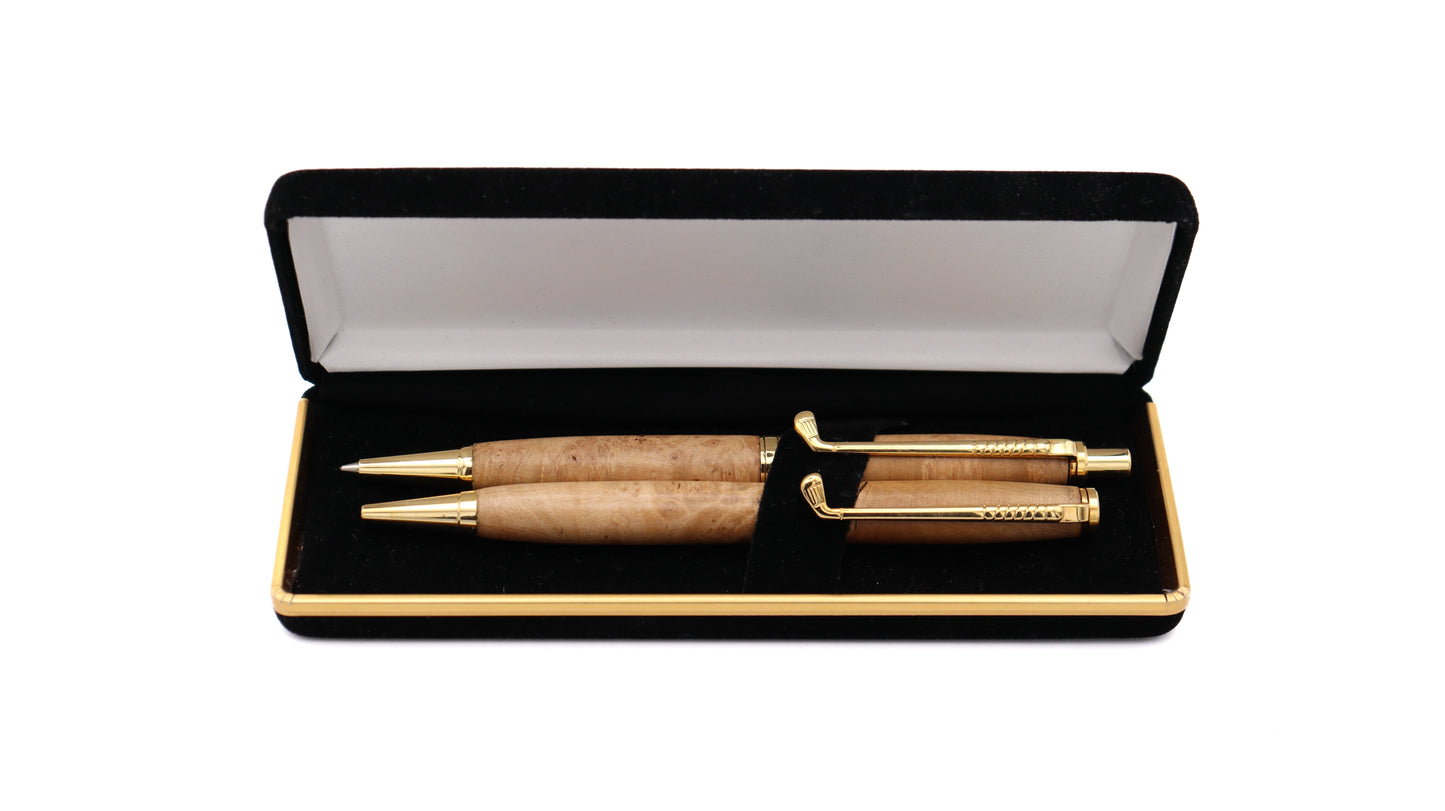 Lance Pen & Pencil Set - Yellow Box Burl
