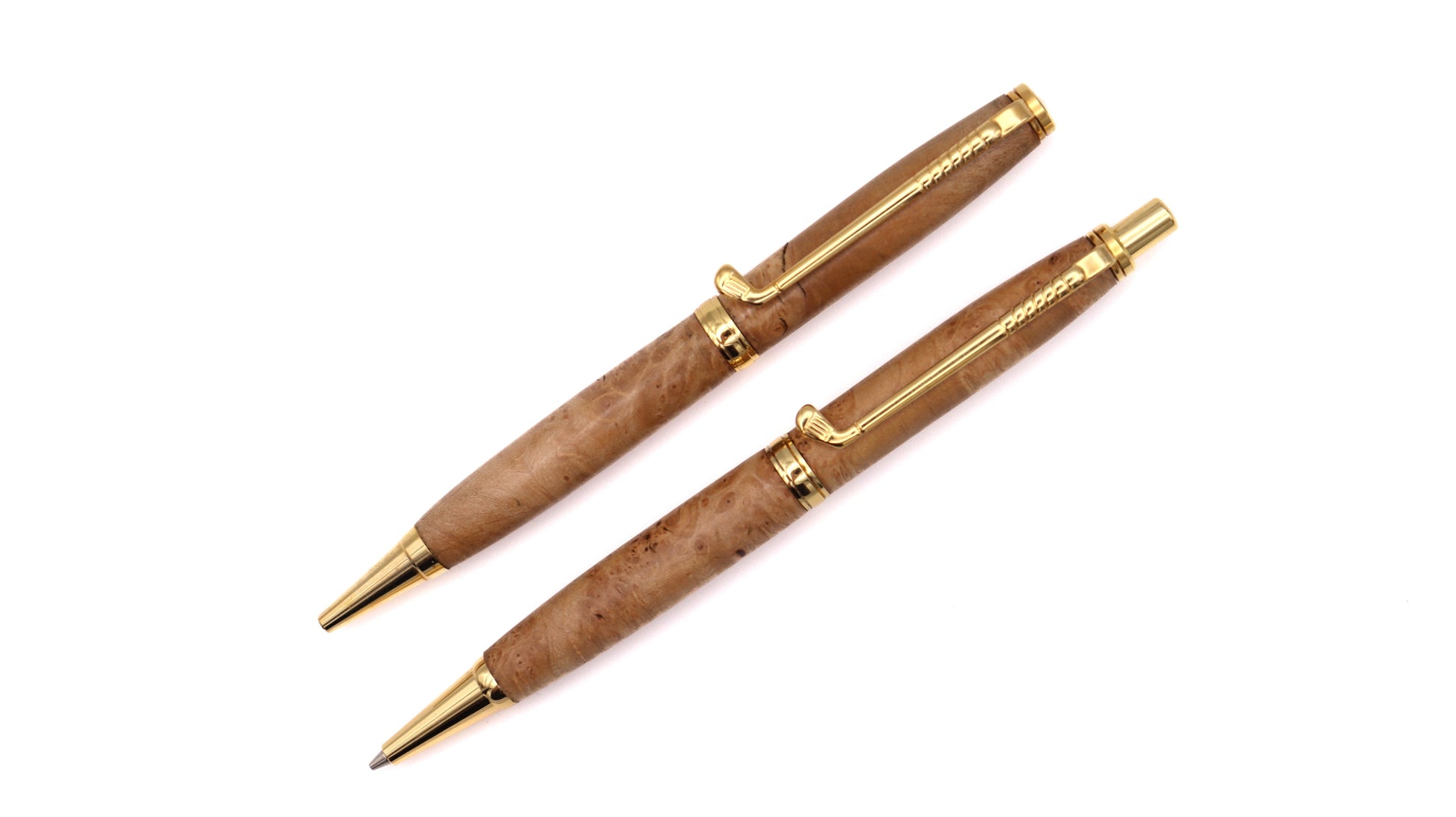 Lance pen and pencil set in yellow box burl