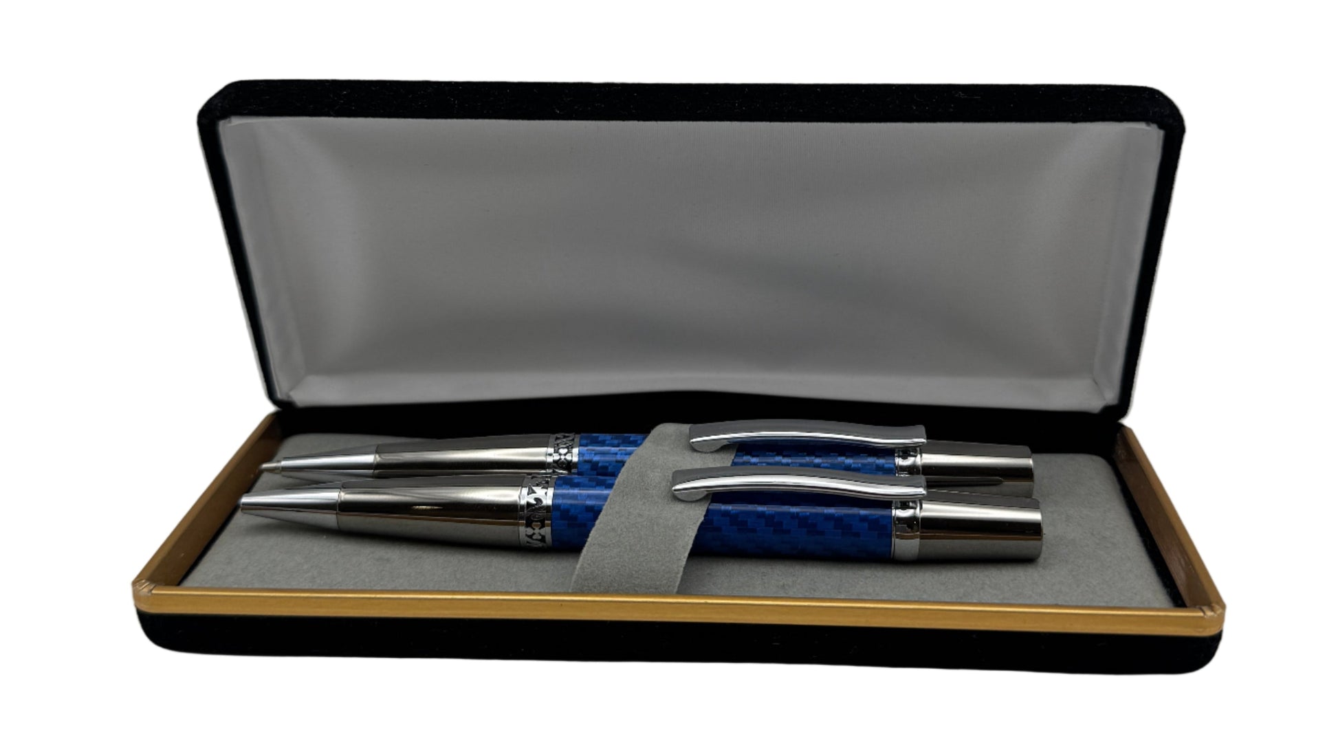 Majestic Pen & Pencil Set - Blue Carbon Fibre