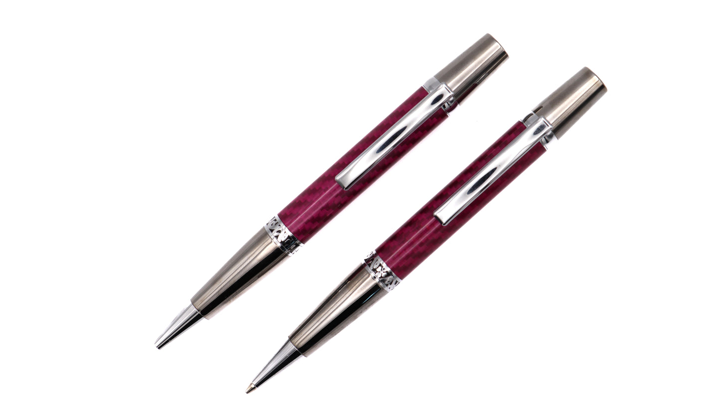 Majestic Pen & Pencil Set - Red Carbon Fibre