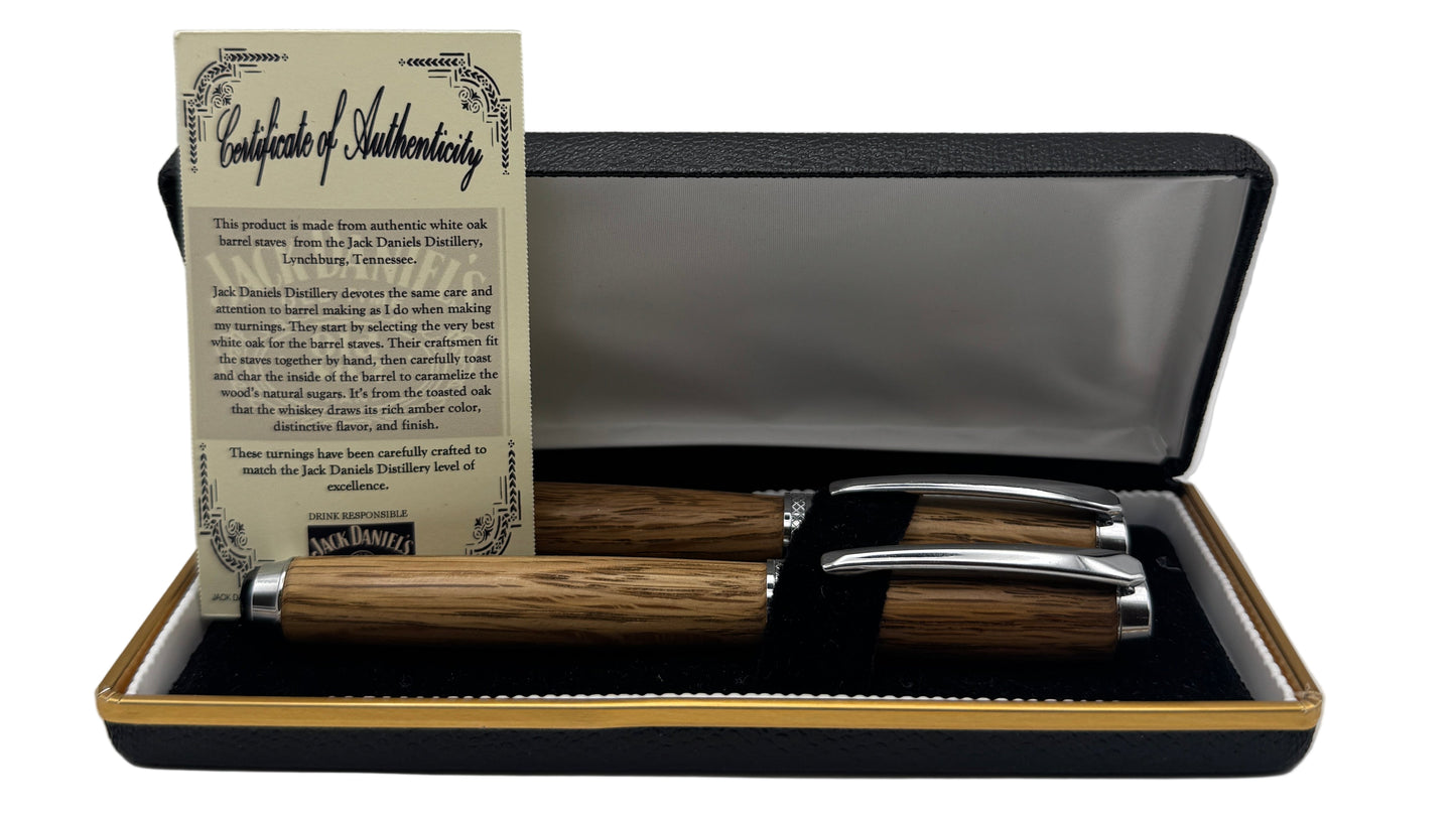 Stellar Fountain Pen & Rollerball Set - Jack Daniels Oak Barrel