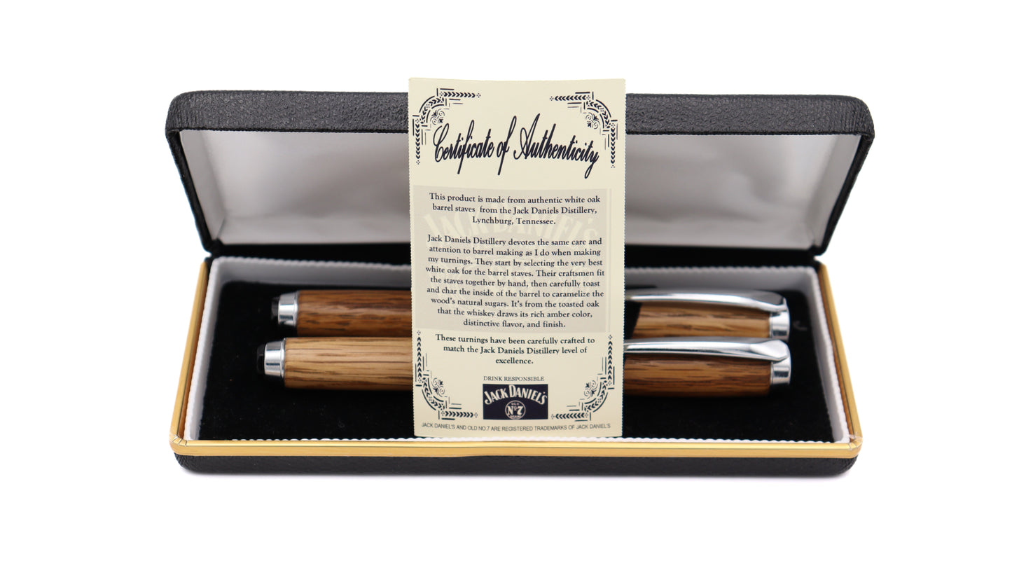 Stellar Fountain Pen & Rollerball Set - Jack Daniels Oak Barrel