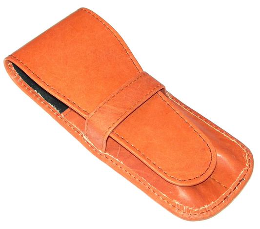 Leather Pouch for Double Pen in Tan