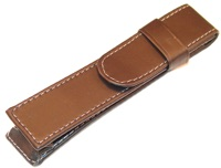 Leatherette Pouch for Single Pen in Brown
