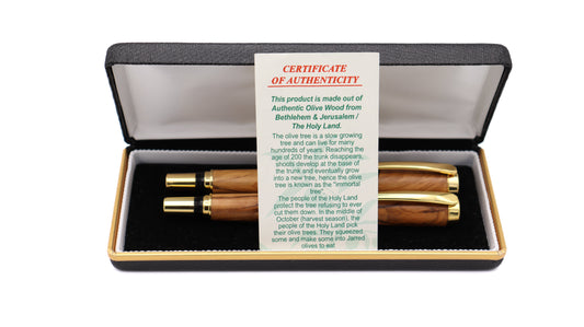 Viscount Fountain Pen & Rollerball Set - Olivewood