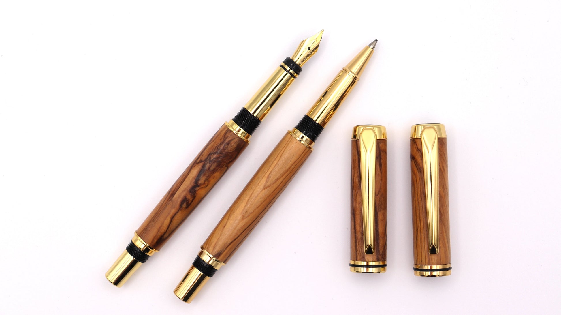 Viscount Fountain Pen & Rollerball Set - Olivewood